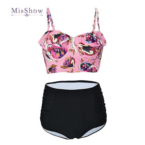 Floral Print High Waist Women Bikini Set Push Up Bikini Plus Size