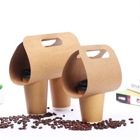 Soporte Desechable Para Taza De Papel Kraft Mango Base Para Taza De