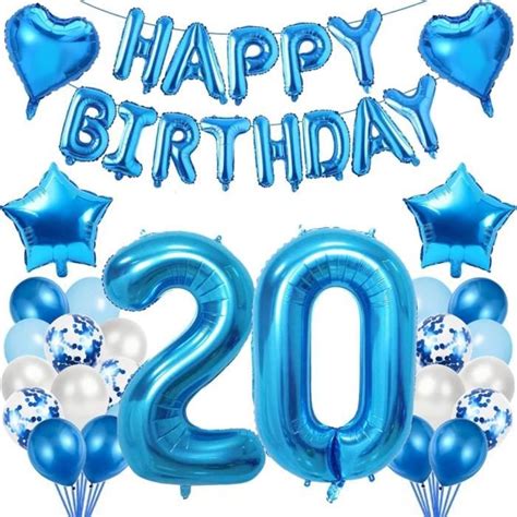 Decoration Anniversaire 20 Ans Homme 20 Ballon Anniversaire Bleu