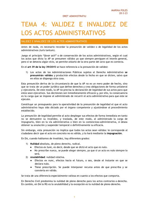 TEMA 4 Suerte Xd 20 3 DRET ADMINISTRATIU TEMA 4 VALIDEZ E