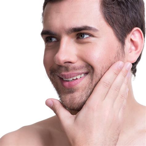 Smiling Young Man With Hand Near The Face Stock Photo Image Of