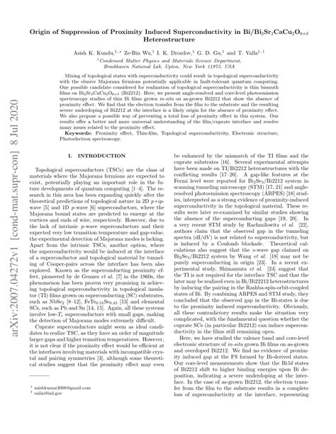 PDF Origin Of Suppression Of Proximity Induced Superconductivity In