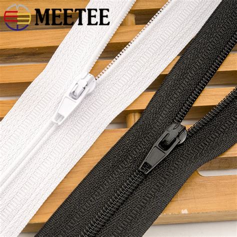 Meetee 10pcs 60 150cm Nylon Zippers Black White Zipper Open End Auto