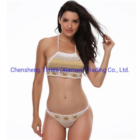 New Sexy Women Swimming Beach Wear Brown Color Crochet Bikini Bikini