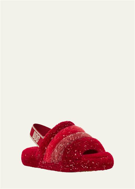 UGG Girl's Fluff Yeah Metallic Sparkle Quilted Slippers, Kids ...