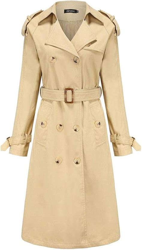 YOUCAI Damen Trenchcoat Lange mit Gürtel Klassische Mantel Lang Revers