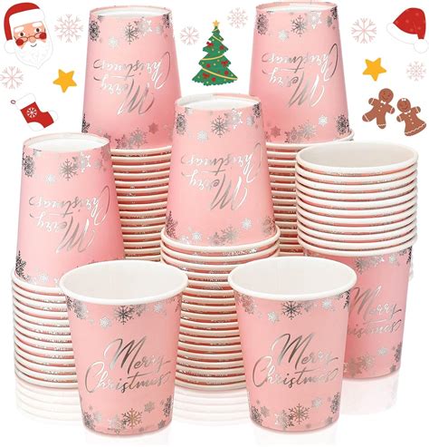 Amazon Hushee 100 Pcs Christmas Cups 9 Oz Disposable Paper Cups