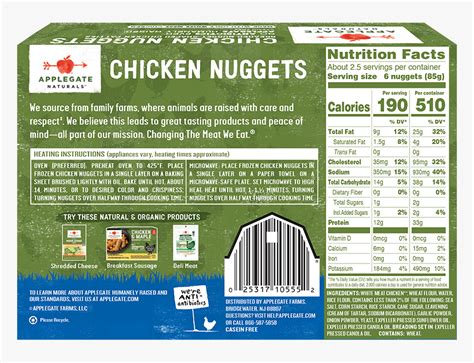 Natural - Chicken - Nuggets Back - Nutrition Facts, HD Png Download ...