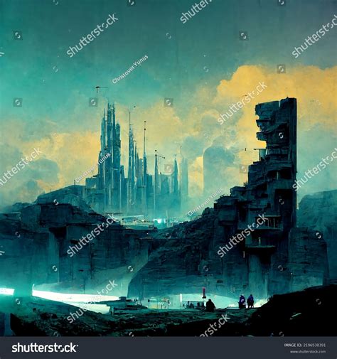 Futuristic City Night Art Illustration Stock Illustration 2196538391 ...