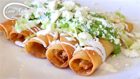 Crispy Chicken Rolled Tacos With Salsa Taquitos Dorados De Pollo