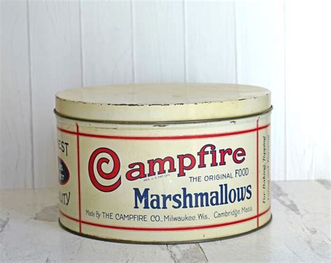 Antique Campfire Marshmallow Lb Tin The Campfire Co Collectible