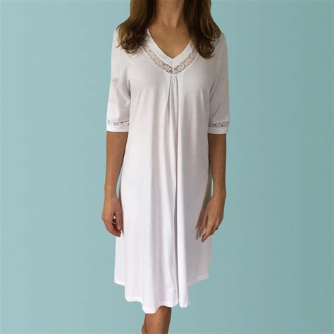 Miami Organic Cotton Nightgown With Lace Etsy