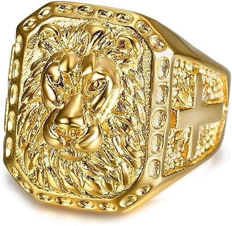 BOBIJOO Jewelry Grosse Chevalière Bague Homme Tête de Lion Acier INOX