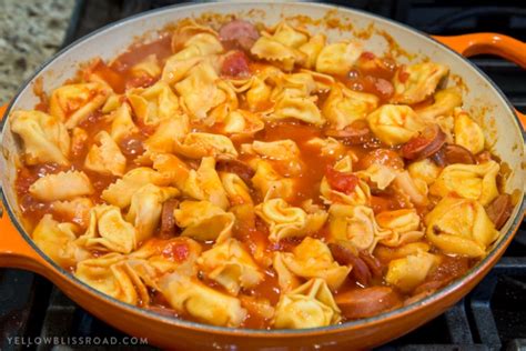 One Pan Creamy Tortellini And Smoked Sausage Easy Weeknight Meals