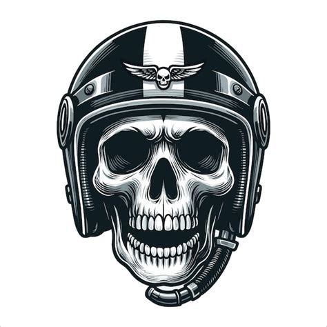 Premium Vector Skull Wearing Helmet Vector Illustration On White