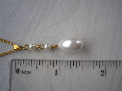 White Or Ivory Long Teardrop Pearl Pendant Necklace On Fine Silver Or