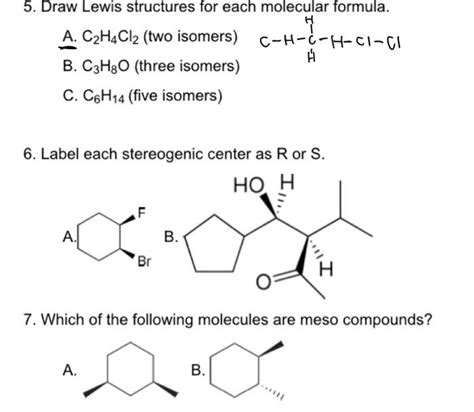 Solved Draw Lewis Structures For Each Molecular Formu