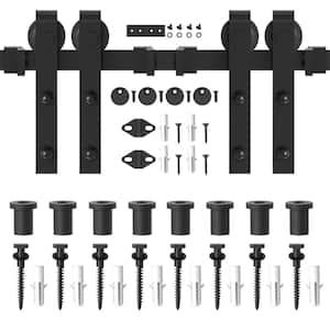 Winsoon In Frosted Black Sliding Barn Door Hardware Track Kit For