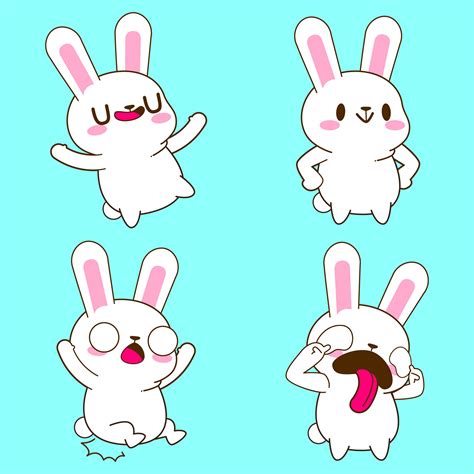cute little bunny drawing cartoon, rabbit sticker 6529042 Vector Art at ...