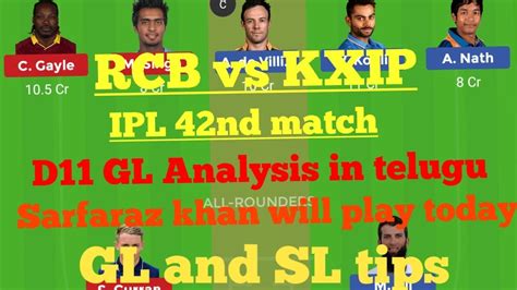 Rcb Vs Kxip Dream Team Rcb Vs Kxip Nd Ipl Match Deep Analysis In