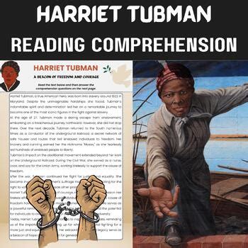 Harriet Tubman Biography Reading Comprehension Passage Women S