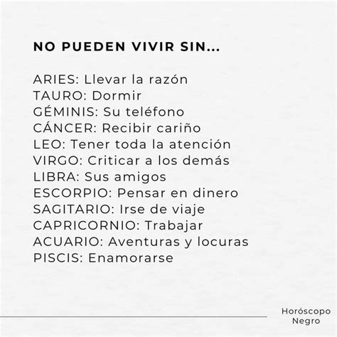 Horoscopo Negro On Instagram Los Signos No Pueden Vivir Sin