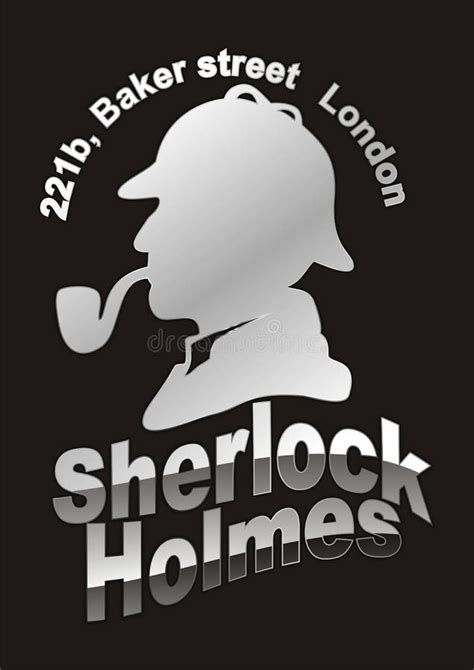 Silhouette De Sherlock Holmes Avec L Adresse Sur Le Fond Noir Photo