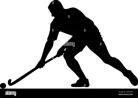 Silhouette Of Field Hockey Player With A Hockey Stick Vector