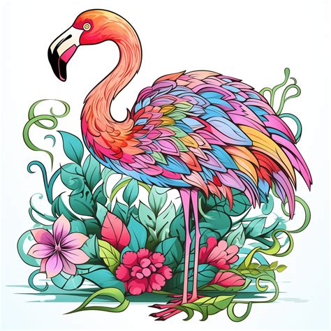 Tropical Flamingo Coloring Page Coloring Pages Mimi Panda