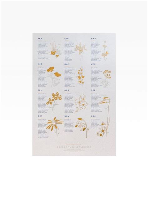 Seasonal Wildflower Calendar Maker And Moss