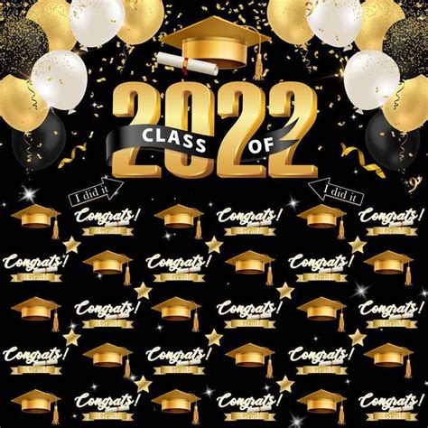 Glitter Golden And Black Happy Graduation Backdrop Artofit