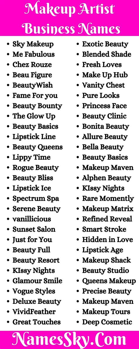 Catchy Names For Makeup Business