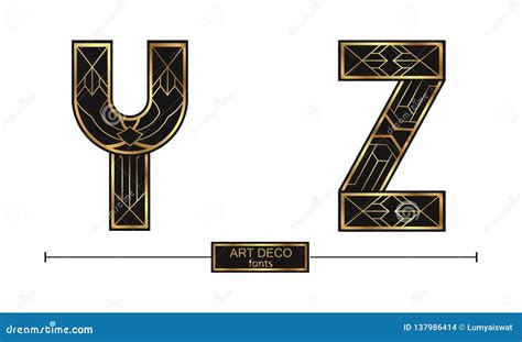 Alphabet Art Deco Style In A Set YZ Stock Vector Illustration Of