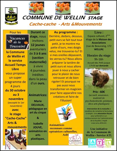 Wellin stage pour les enfants de 3 à 6 ans pendant les vacances de