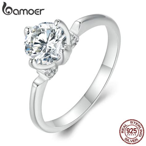 Bamoer Bague De Mariage En Moissanite Anneau De Luxe Couleur D Vvs1