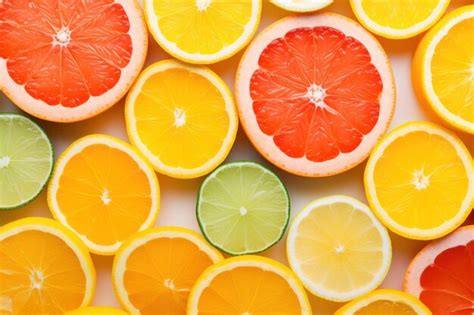 Premium Photo Top View Of Citrus Fruit Slices Arranged On A