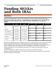 Funding A 401k And Roth IRA STUDENT FILLABLE Docx NAME DATE