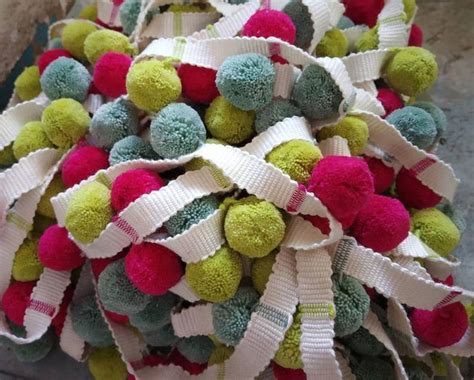 Pom Pom Trim Multi Etsy Uk Cotton Pom Poms Pom Pom Trim Pom Pom Garland