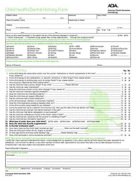 Fillable Online Medical History Form For Dental Office Templates Free