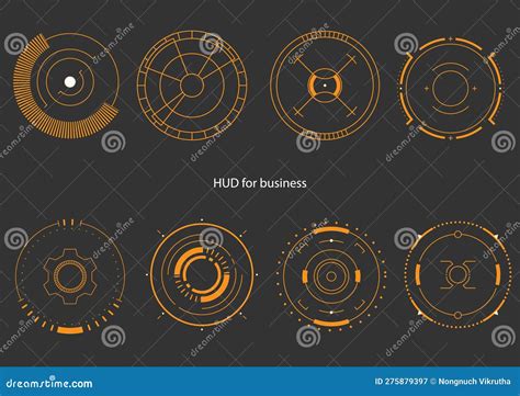 Hud Ui For Business Set Futuristic User Interface Stock Vector Hud Round Frames Aim Control