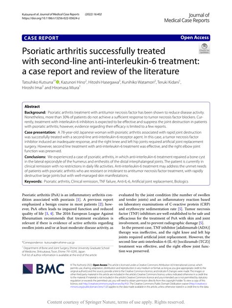 PDF Psoriatic Arthritis Successfully Treated With Second Line Anti