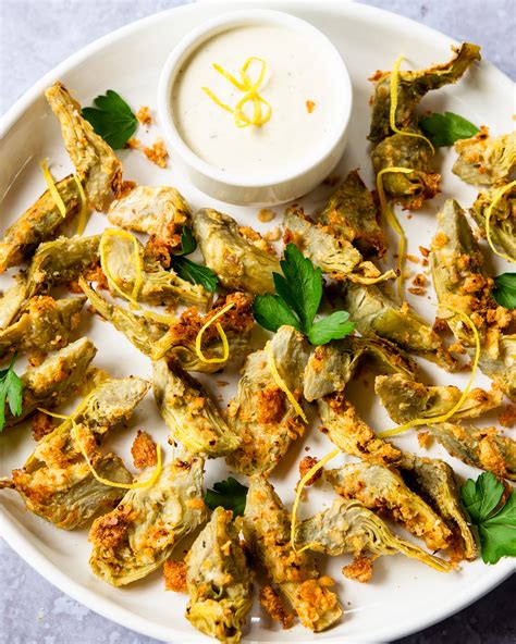 Crispy Roasted Artichoke Hearts With Parmesan And Lemon Mayo Blue