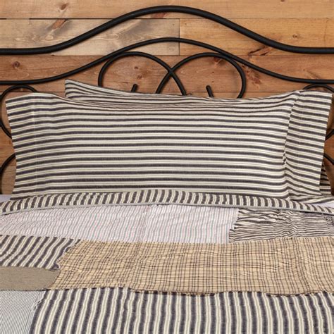 Ashmont King Ticking Stripe Pillowcase Set Farmhouse Style Bedding