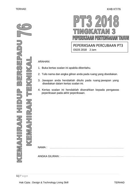 Pdf Peperiksaan Percubaan Pt Gurubesar My Tanda Bagi