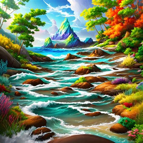 Premium AI Image | Fairy tale multicolored landscape painting