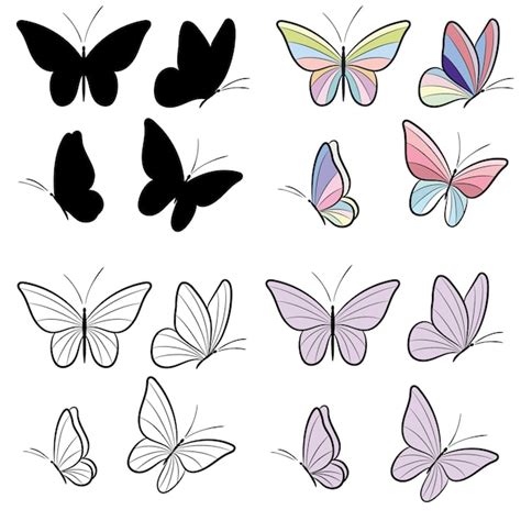 Elementos De Mariposa Vectorial Siluetas De Mariposa Vector Premium