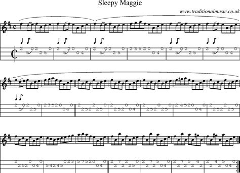 Irish Music Tune Sleepy Maggie With Mandolin Tab Sheetmusic Midi