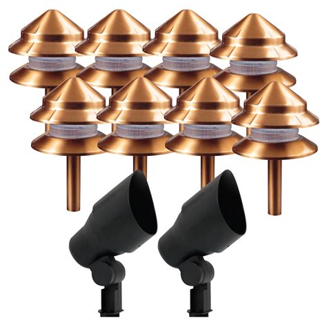 Paradise New Copper And Black Aluminum Low Voltage Landscape Lighting 10 Piece Kit Ebay