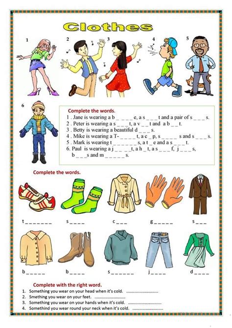 Clothes worksheet - Free ESL printable worksheets made by teachers | Clothes worksheet, English ...