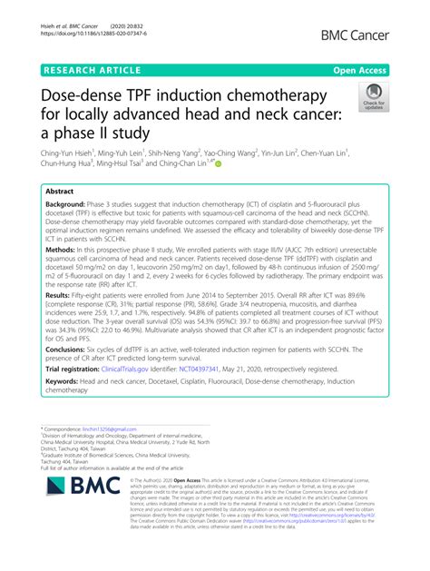 Pdf Dose Dense Tpf Induction Chemotherapy For Locally Advanced Head